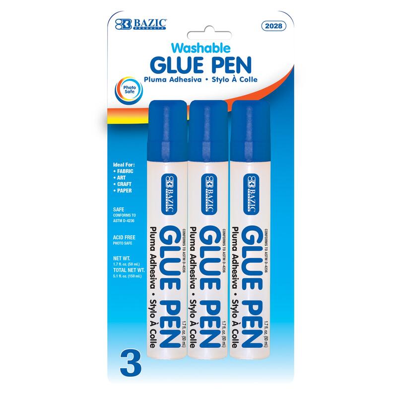Bazic School Glue Adhesive Pen Sticks Clear Washable 50ml