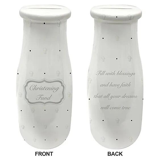 Pocket Pennies Christening Bottle Money Bank