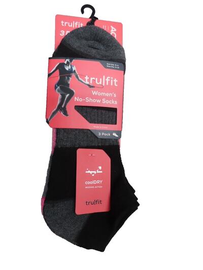 True Fit Ladies 9-11 No Show Spandex Socks Asst