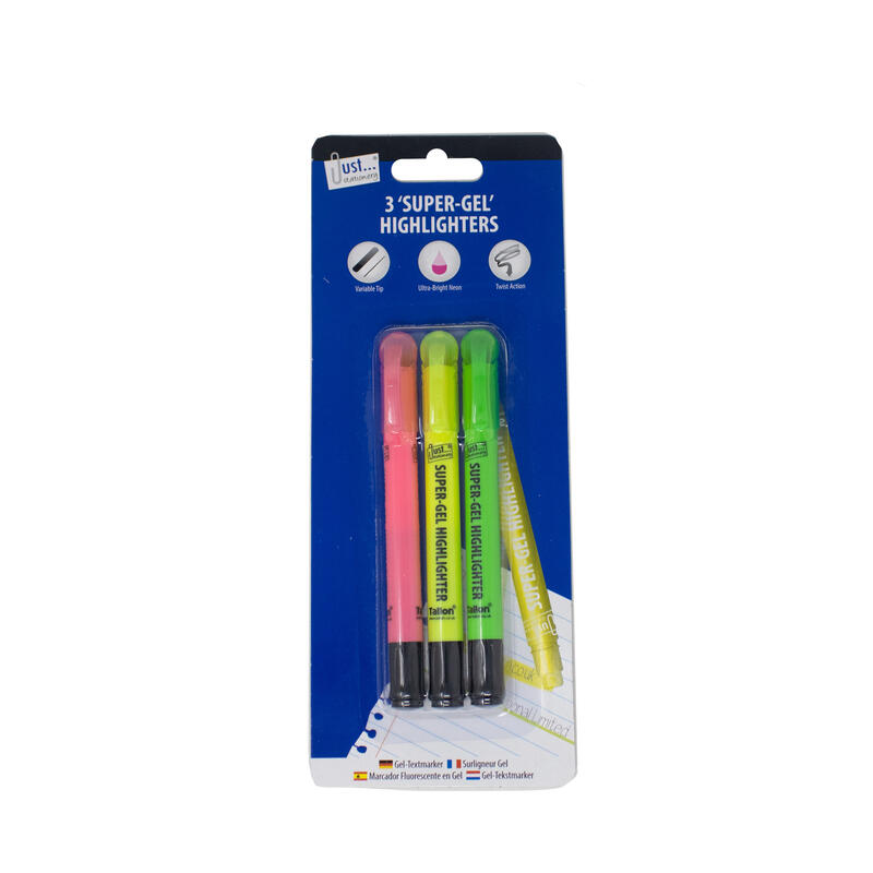 Just Stationery Super Gel Highlighters 3 ct