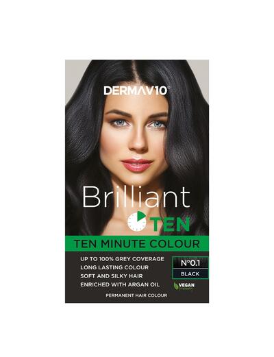 Derma V10 Brilliant Ten 10 Minute Hair Colour Black 1 Application