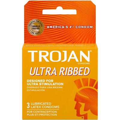 Trojan Ultra Ribbed 3ct: $8.00