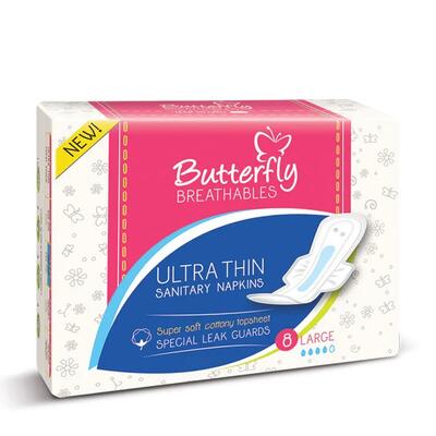 Butterfly Breathables Ultra Thin Sanitary Napkins 8ct