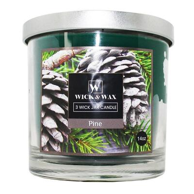 Wick & Wax 3 Wick Jar Candle Pine 14oz