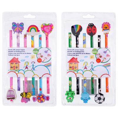 Topwrite Pencil & Eraser 6pcs Assorted