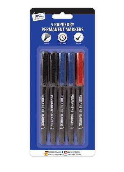 Rapid Dry Permanent Markers 5pk