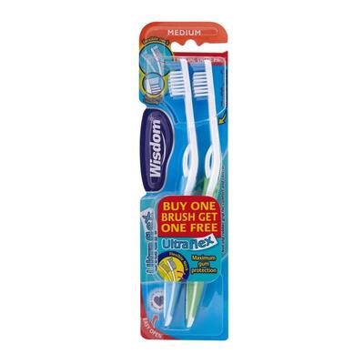 Wisdom Ultraflex Twin Toothbrush Medium 2 count