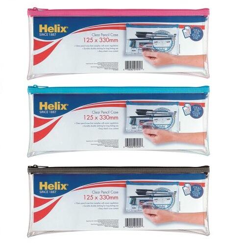 Helix Large Transparent Pencil Case Assorted 1 count