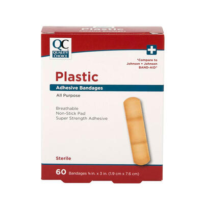 QC Plastic Adhesive Bandages All Purpose 3/4 X 3 Inches 60 ct: $7.00
