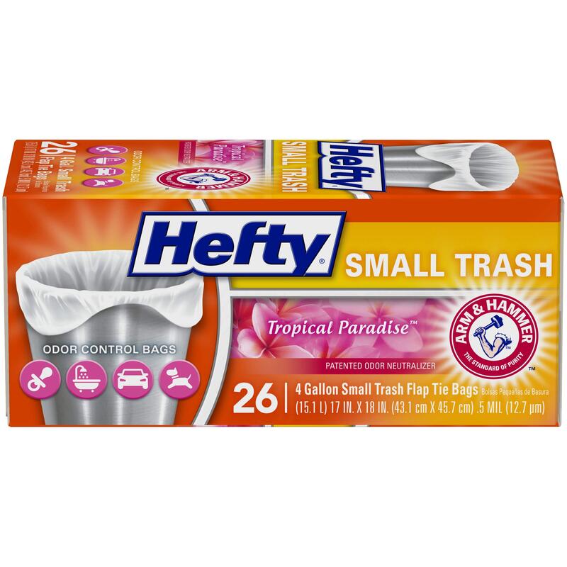 Hefty Small Trash Bag 4 Gal 26ct Tropical Paradise
