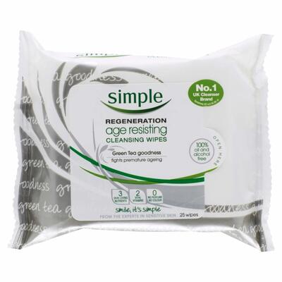 Simple Regeneration Age Resisting Cleansing Wipes 25ct