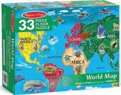 Melissa & Doug World Map Floor Puzzle 33pcs