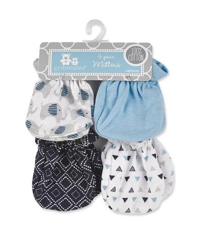 Cribmates Mittens Blue With Elephant 4 pairs