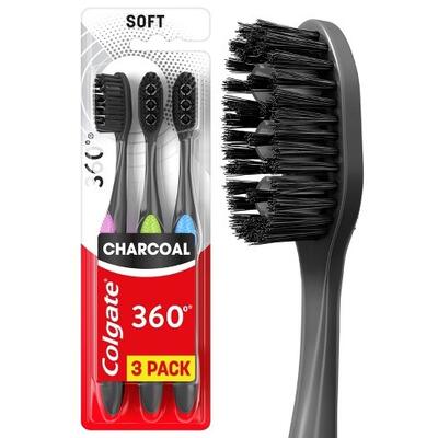 Colgate 360 Charcoal Toothbrush Soft 3ct