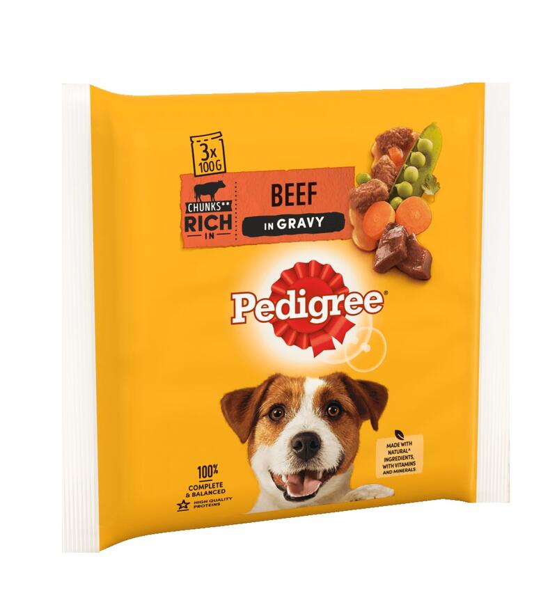 Pedigree Beef In Gravy Chunks 3x100g