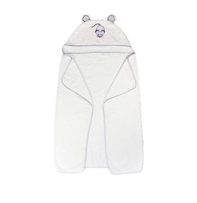 Liname Organic Bamboo Baby Hooded Towel White Mouse 1 count