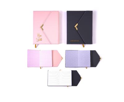 Pu Cover Envelope Flap Journal Pink/Grey 6