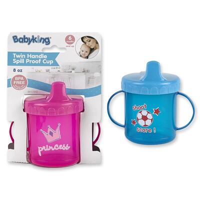 Baby King Twin Handle Spill Proof Cup Assorted 8oz: $7.00