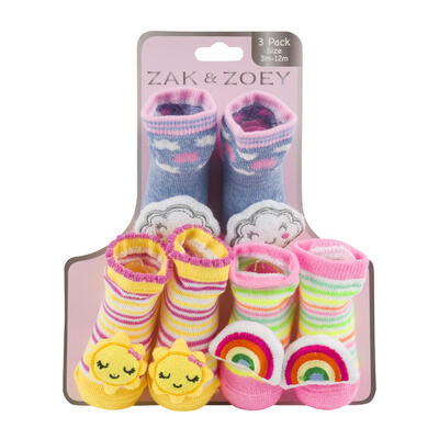 Zak & Zoey 3-Pack Booties 3-12 Months