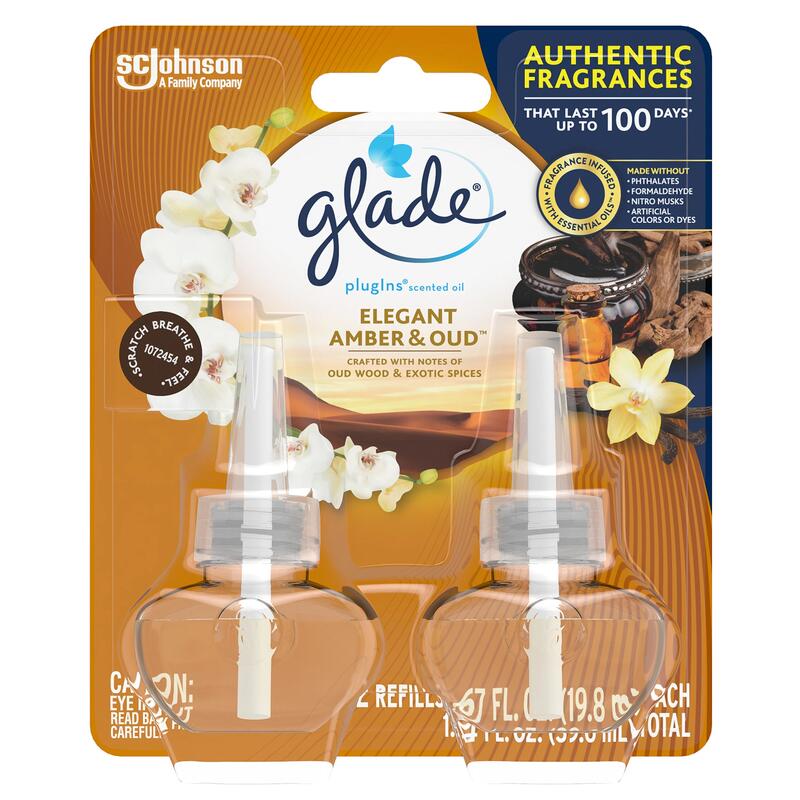 Glade Plug In Refills 2ct 0.67oz Elegant Amber & Oud