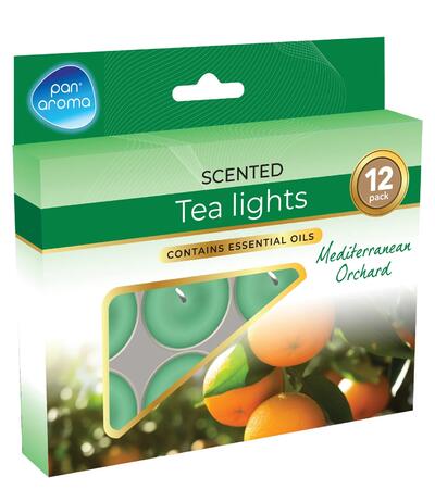 Pan Aroma Scented Tea Lights Mediterranean Orchard 12pk