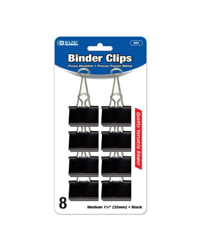 Black Binder Clips 32mm 8 count