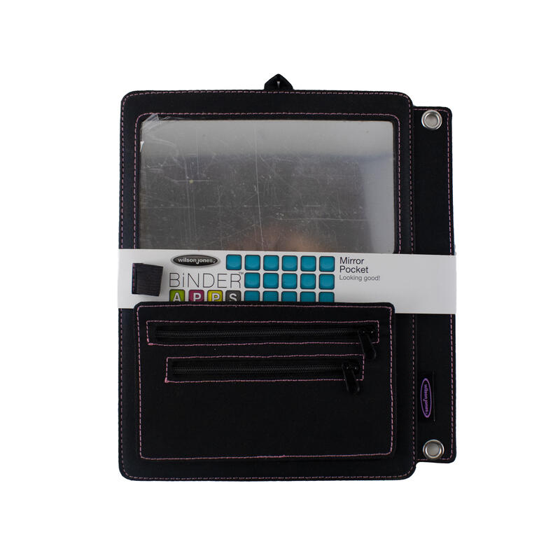 Wilson Jones 3 Ring Binder Add on Mirror & Storage Pocket Black