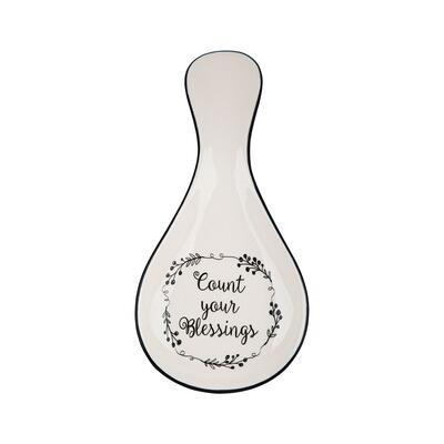 Fiddle & Fern Count Your Blessings Spoon Rest Ceramic