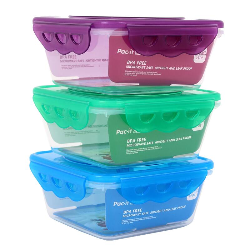 Pac-it Fresh Square Food Container Assorted 19oz 1 count