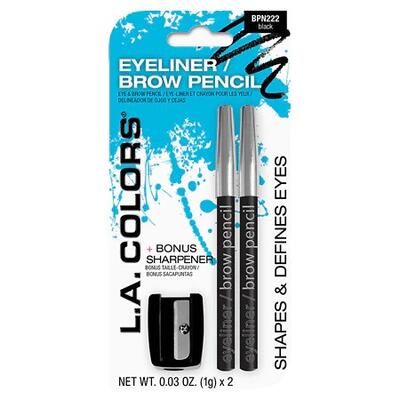 L.A. Colors Eyeliner/Brow Pencil With Sharpener Black 3 pieces
