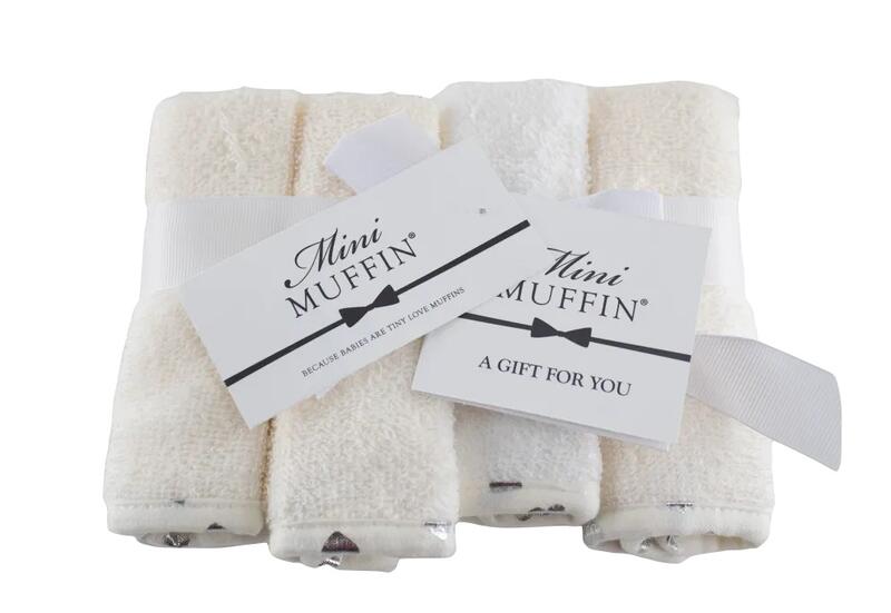 Mini Muffin Ivory And White Washcloths 4pk: $7.00