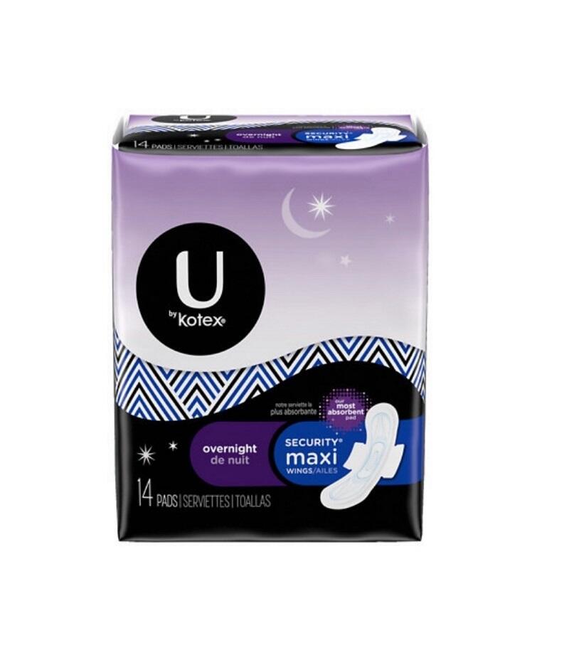U By Kotex Security Maxi Overnight Pads With Wings Regular 14 count: $19.51