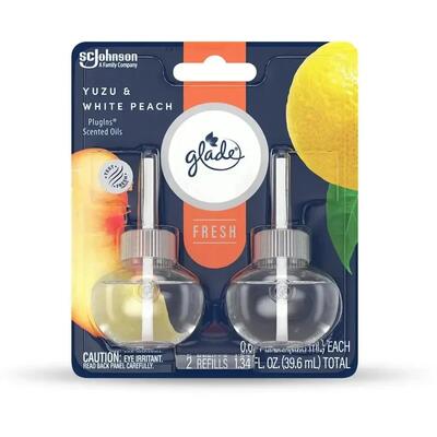 Glade Plugings Scented Oil Fresh Yuzu And Peach 0.6oz 2ct