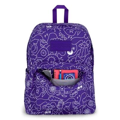 JanSport Superbreak Plus Backpack Dub Doodle Purple