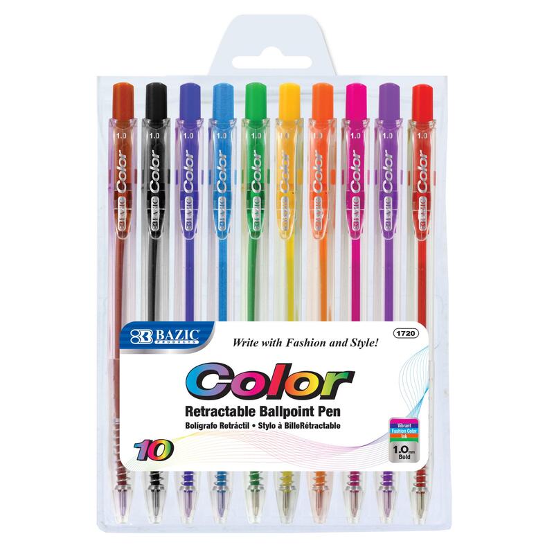 Bazic Pen Ball Retractable 10 Per Pack