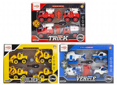 3 Assorted 7pc Take Apart Work Vehicles: $65.00