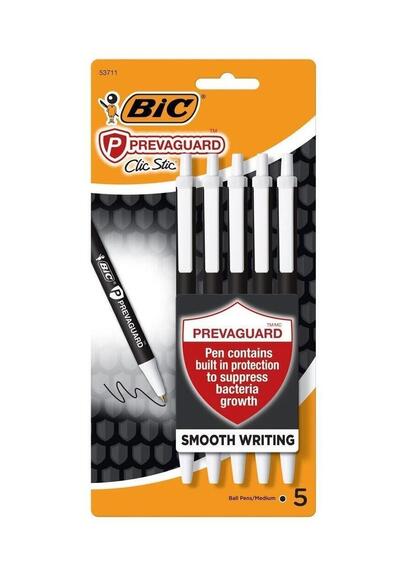 Bic Prevaguard Clic Stick Black Pen 5 count