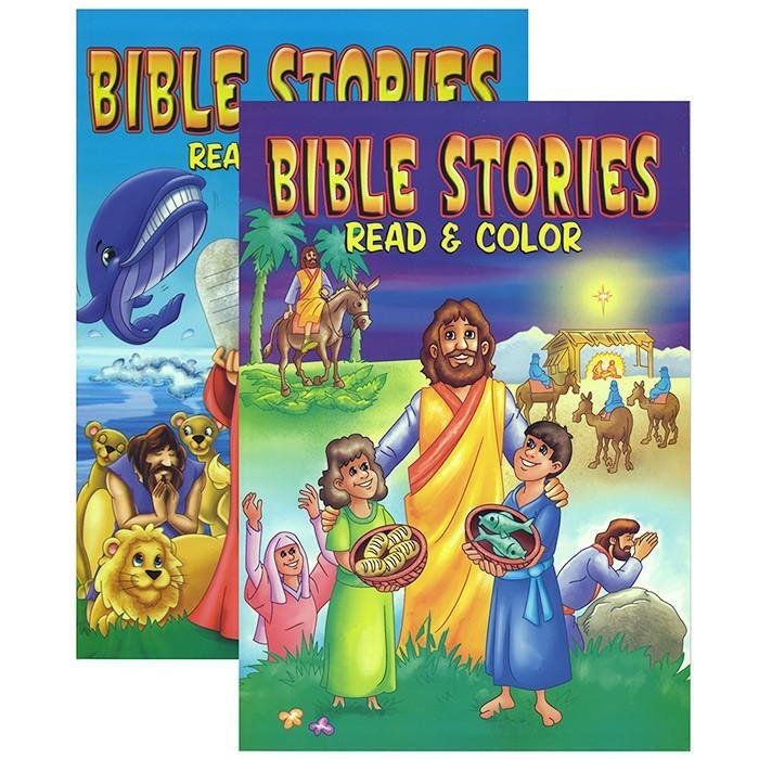 Bible Stories Read And Color Book Sunday School Story Activity Noah Moses Jesus