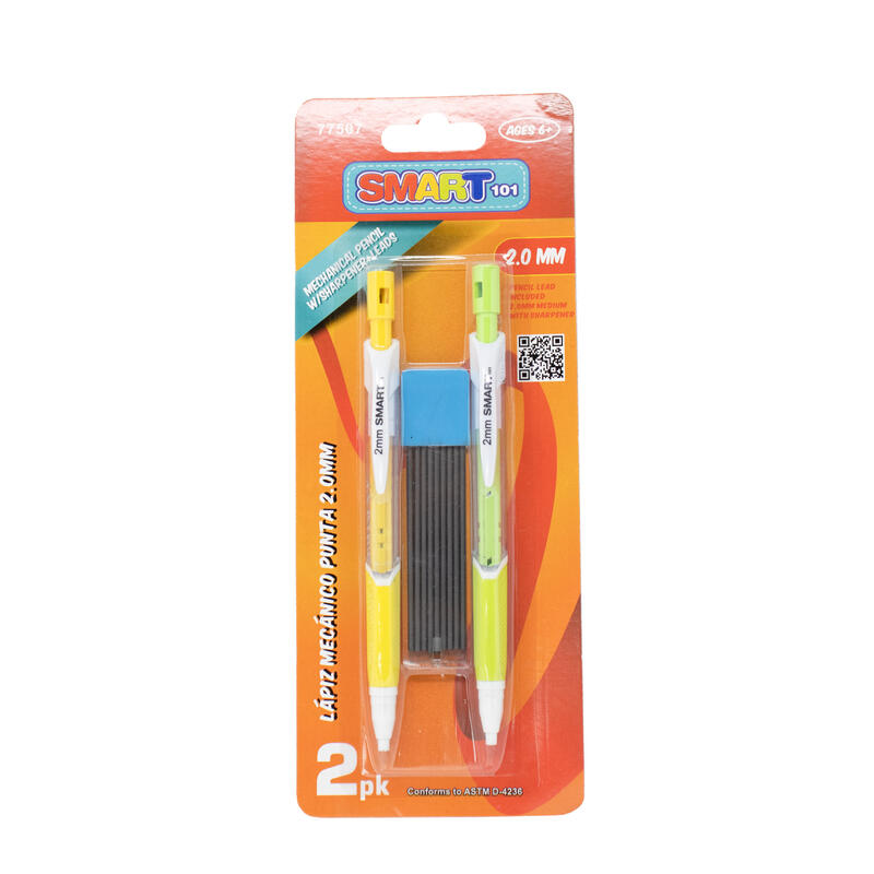 Smart 101 Mechanical Pencils with Sharpener + Leads 2.0mm 2ct