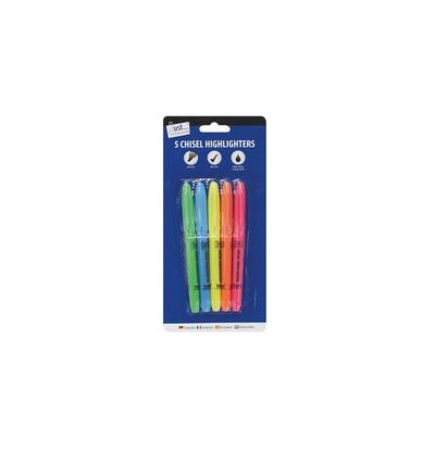 5 Bright Chisel Tip Highlighters: $5.00