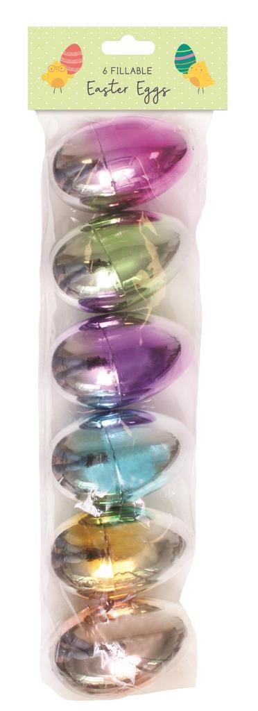 Fillable Metalic Easter Eggs 6ct