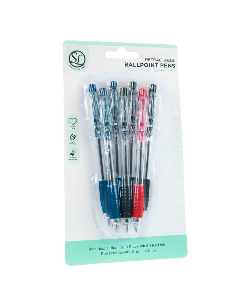 Supply Line Multi Pack Ballpoint Pens 1.0mm 7 count