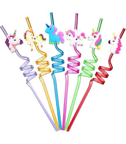 Unicorn Paper Party Straws Assorted
