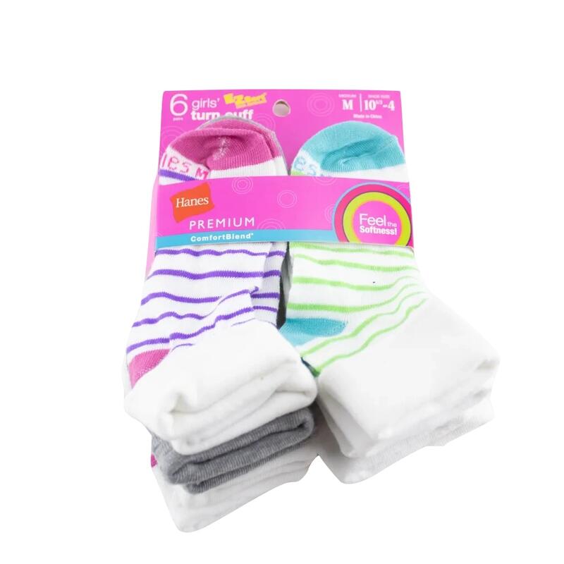 Hanes Ez Sort Girls Ankle Socks 6 Pairs