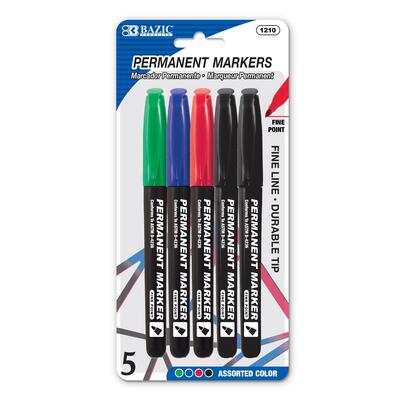 Bazic Fine Tip Permanent Markers Red Blue Green Black Durable Tip 5 Pack: $5.00
