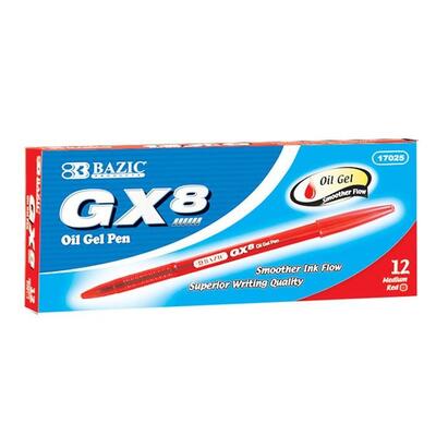 Bazic GX8 Oil Gel Pens Red 12ct: $1.00