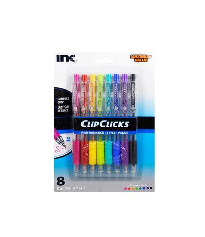 Fashion Clip Color Ink Pen 8ct