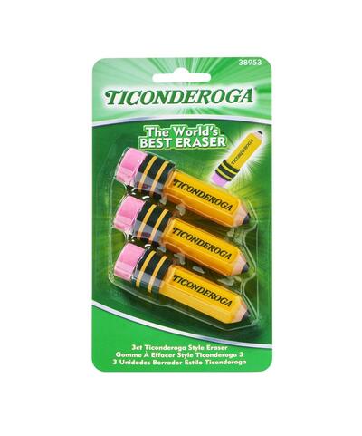Ticonderoga Pencil Shaped Eraser 3 ct: $11.00