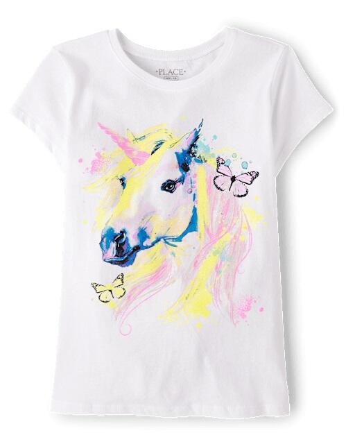 Girls Unicorn White Tee M/L