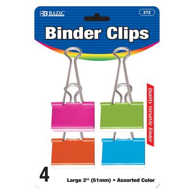 Bazic Binder Clips Assorted Colors Large 2''  4 ct: $5.00